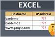 Lookup IP-Address from hostname using Excel Networkin